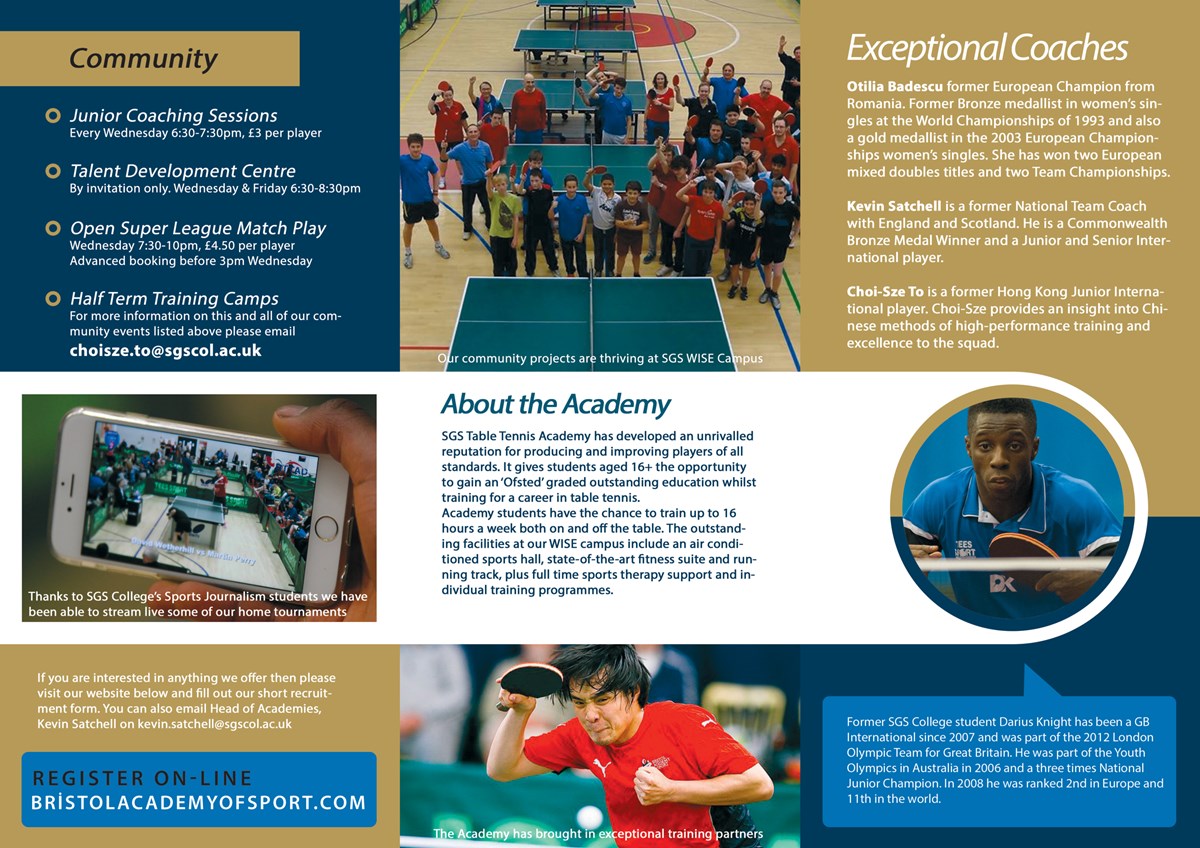 Table Tennis Academy Tri-Fold by Ben 2016-2