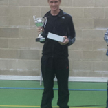 Mark Attwood displaying his Division Two Singles Winners trophy