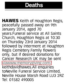 Luton on Sun. Obituary